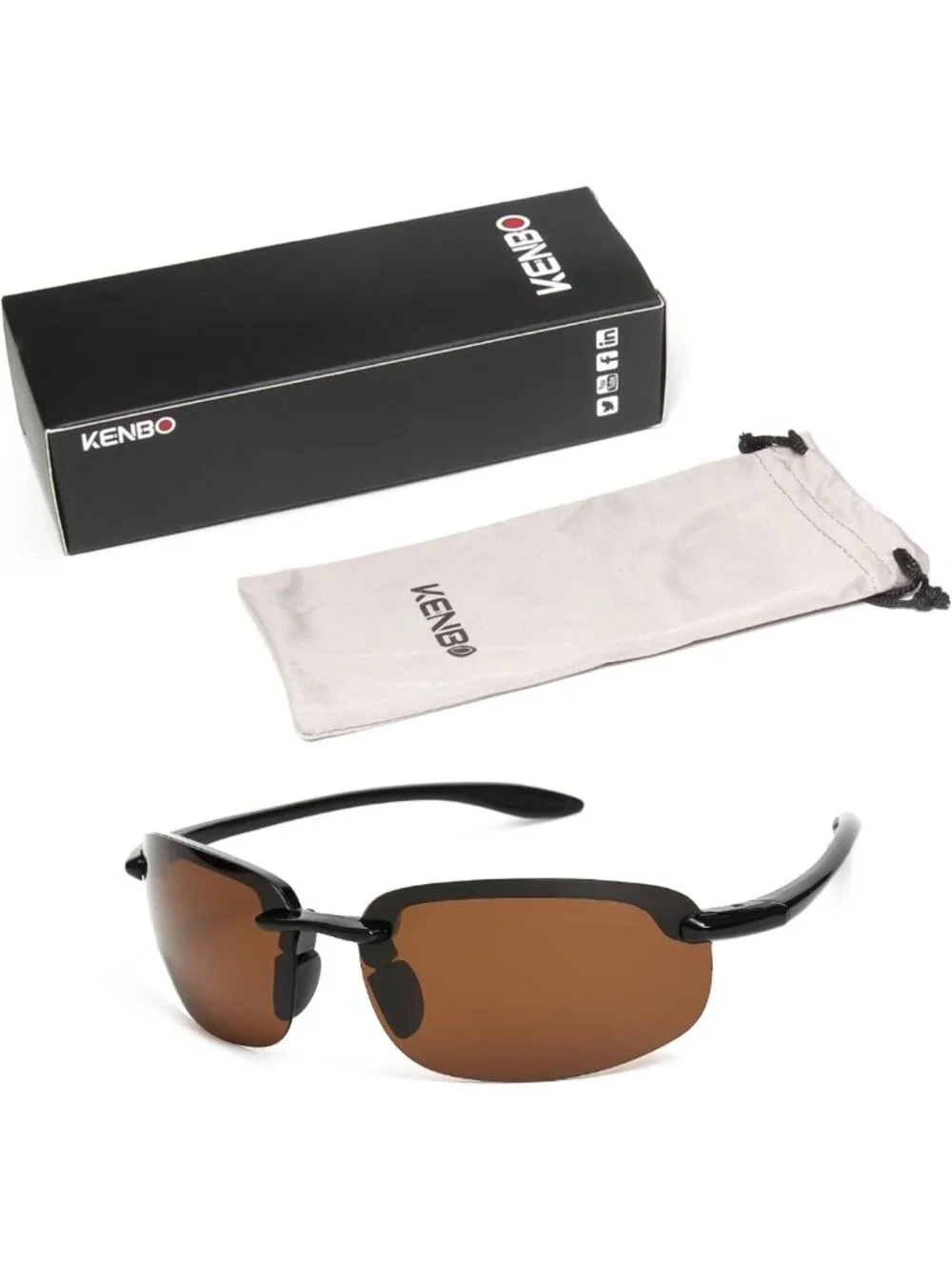 Polarized Sports Sunglasses for Men & Women | TR90 Rimless Wrap Around Frame for